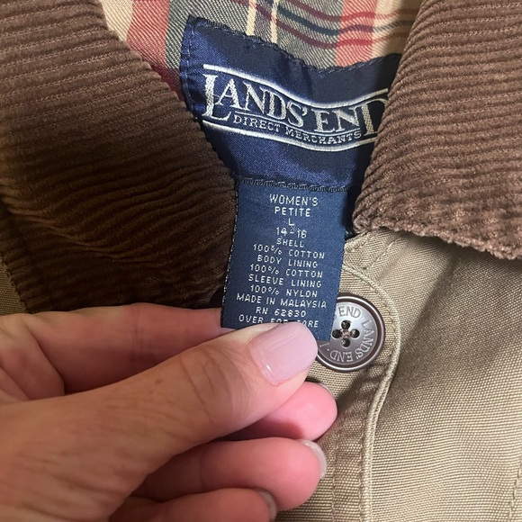 Lands' End Tan Barn Jacket with Brown Collar - Picture 7 of 10
